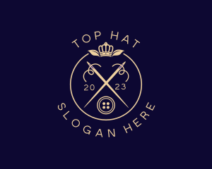 Elegant Crown Sewing Needle logo design