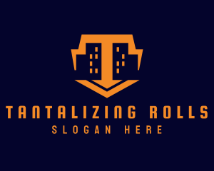 Orange Building Cityscape logo design