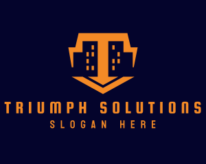 Orange Building Cityscape logo design