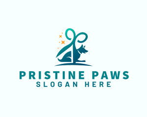 Dog Pet Grooming Scissors logo design