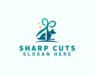 Dog Pet Grooming Scissors logo design