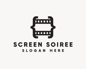 Filmstrip Bracket Movie logo design