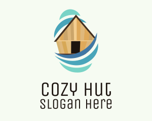 Tropical Hut Ocean  logo design