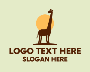 Brown Giraffe Silhouette logo design