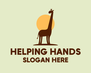 Brown Giraffe Silhouette logo design