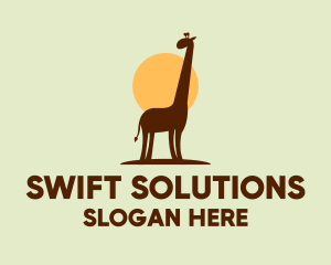 Brown Giraffe Silhouette logo design