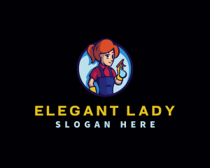 Lady Cleaner Maid logo design