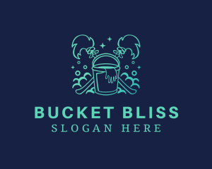 Bucket Mop Suds Cleaner logo design