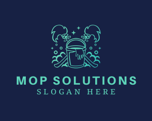 Bucket Mop Suds Cleaner logo design