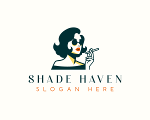 Woman Sunglasses Cigarette logo design