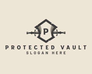 Shield Sword Weapon logo design