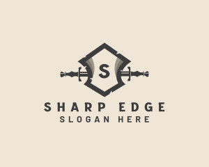 Shield Sword Weapon logo design