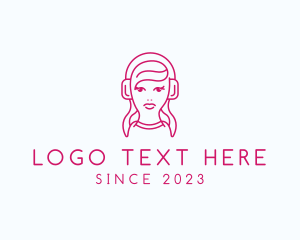 Music - Female DJ Headset logo design