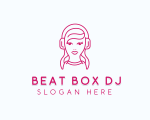 Female DJ Headset logo design