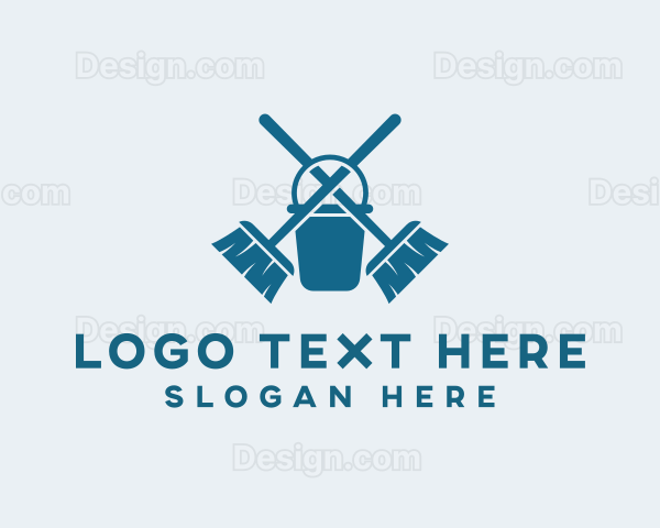 Broom Bucket Sanitary Cleaning Logo