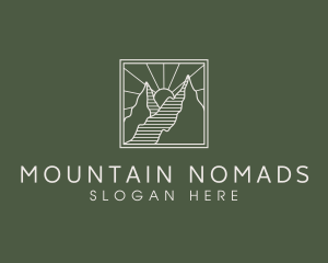 Sunset Mountain Peak logo design