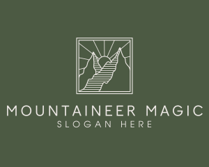 Sunset Mountain Peak logo design