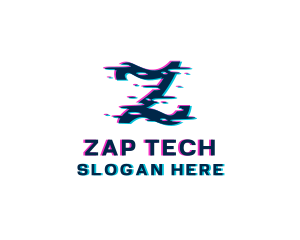 Glitch Digital Letter Z logo design