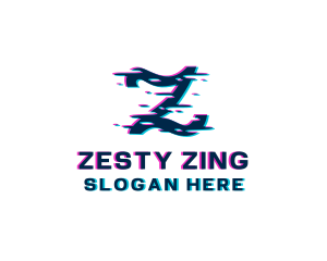 Glitch Digital Letter Z logo design