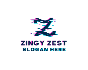 Glitch Digital Letter Z logo design