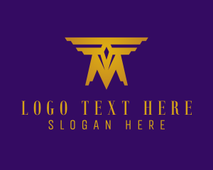 Modern Wings Temple Letter M logo