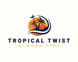 Tropical Airplane Vacation logo design