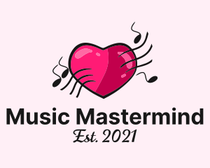 Music Note Heart logo design