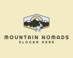 Mountain Range River Falls logo design