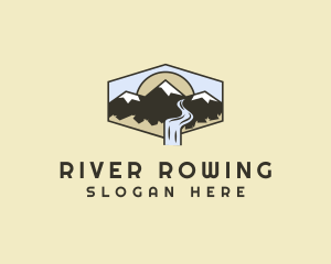 Mountain Range River Falls logo design