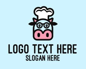 Glasses Cow Chef Logo