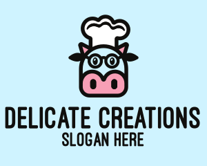 Glasses Cow Chef logo design