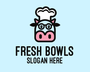 Glasses Cow Chef logo design