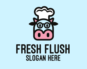 Glasses Cow Chef logo design