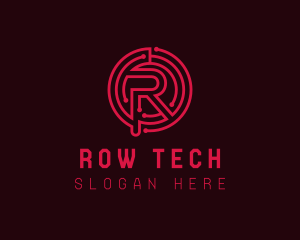 Tech Circuit Letter R logo design