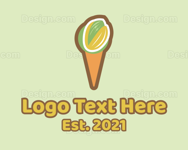 Pistachio Ice Cream Cone Logo