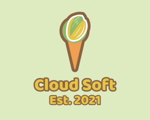 Pistachio Ice Cream Cone  logo design