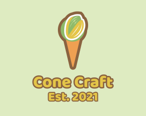 Pistachio Ice Cream Cone  logo design