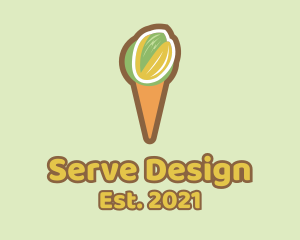 Pistachio Ice Cream Cone  logo design