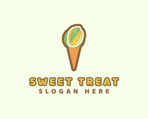 Pistachio Ice Cream Cone  logo design