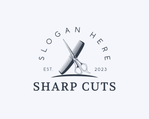 Scissor Comb Barbershop logo design