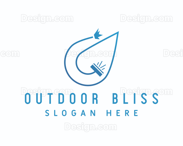 Blue Droplet Squeegee Logo