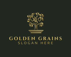 Golden Bonsai Tree logo design