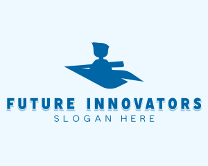 Boy Paper Airplane logo design