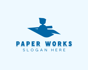 Boy Paper Airplane logo design