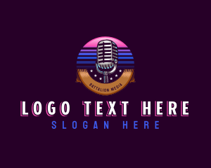 Podcast Microphone Broadcast logo design