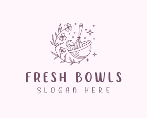 Floral Baking Whisk logo design