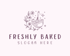 Floral Baking Whisk logo design