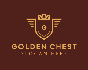 Luxe Crown Shield Wings logo design