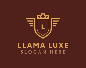 Luxe Crown Shield Wings logo design