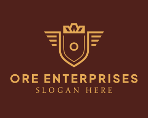 Luxe Crown Shield Wings logo design